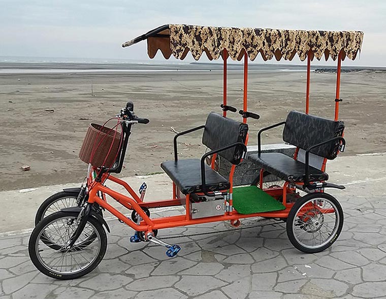Electric Tourist Cart for 4 person,Electric Tandem Bike for 4 people